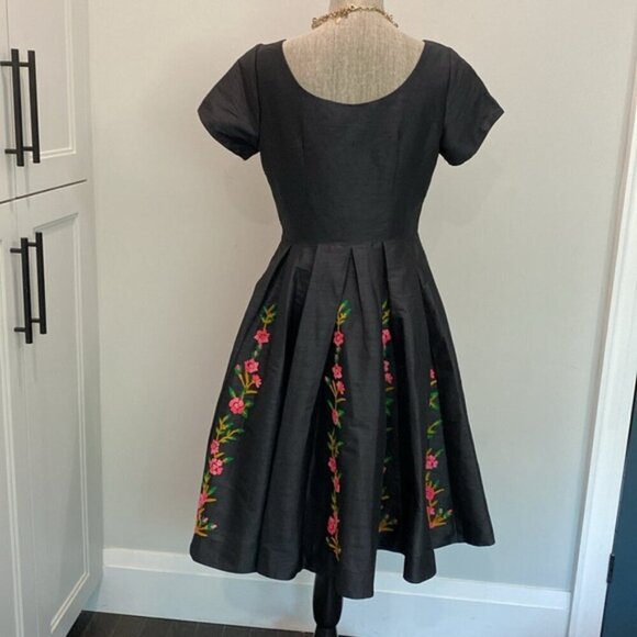 eShakti Floral Embroidery Dupioni Sweetheart Dress - Picture 10 of 16